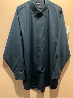 NWOT Stafford Men's  Button-Up Shirt in Forest Green 18 34/35